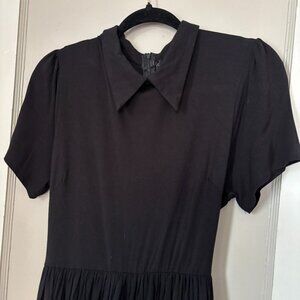 Foxblood Collared Black Dress